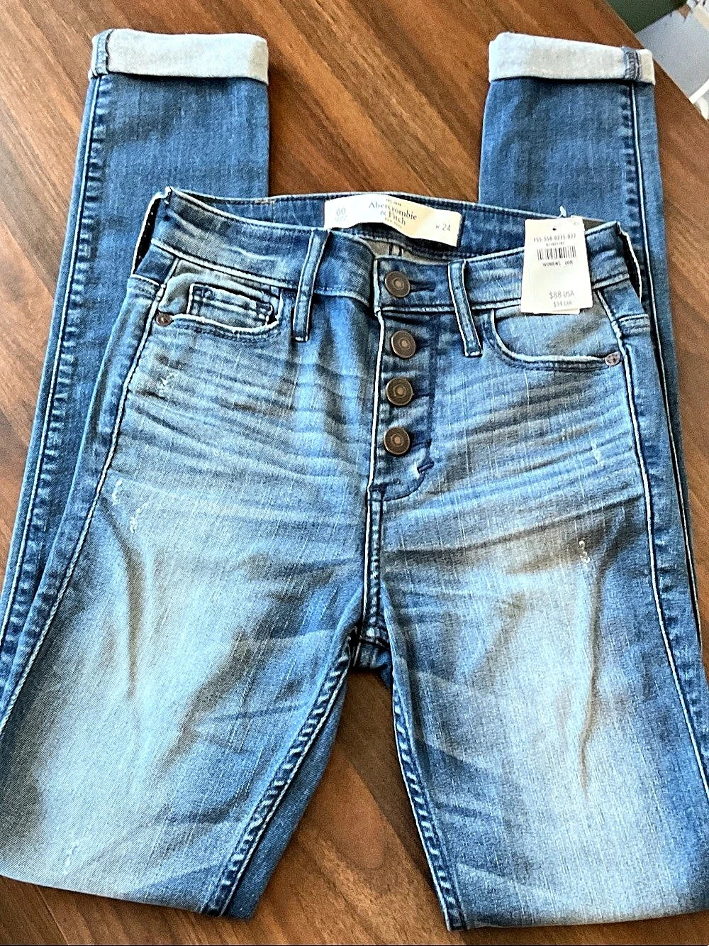 Abercrombie & Fitch The Ankle Jean Skinny Jeans in Blue Waist 24 NWT